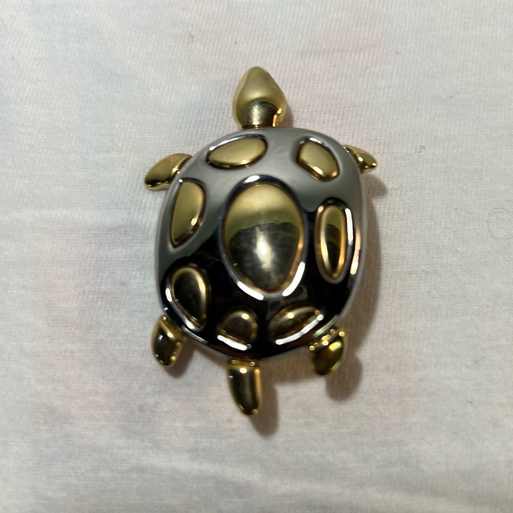Silver & Gold colored, metal Turtle Pin